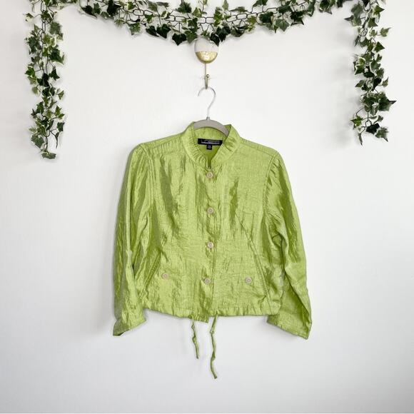 Vintage Tops - Y2K Light Green Long Sleeve Button Up Top XS